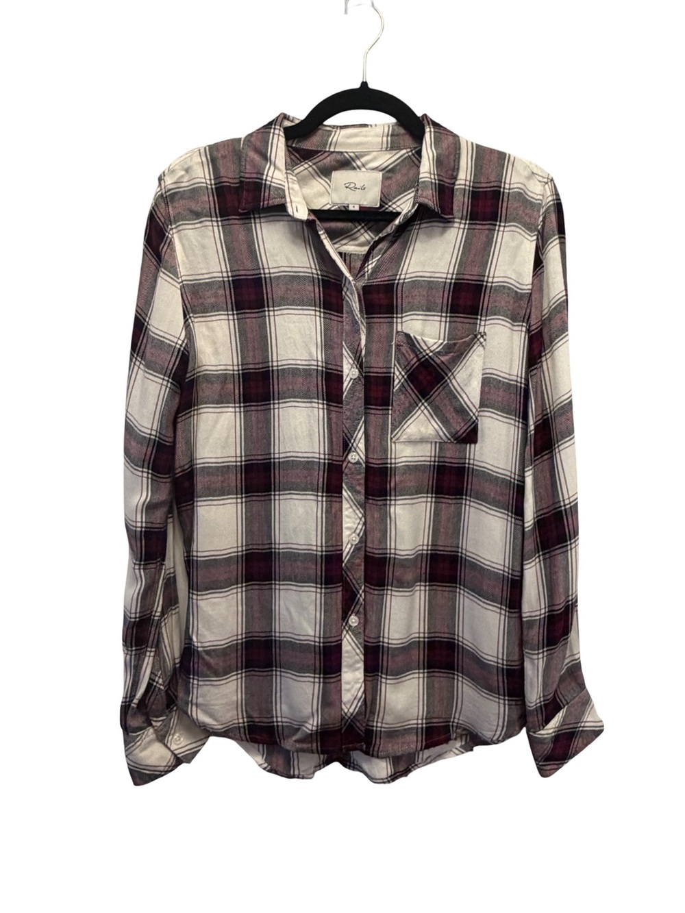 Rails Hunter Plaid Button Down Shirt Plum Navy White Women’s Size S